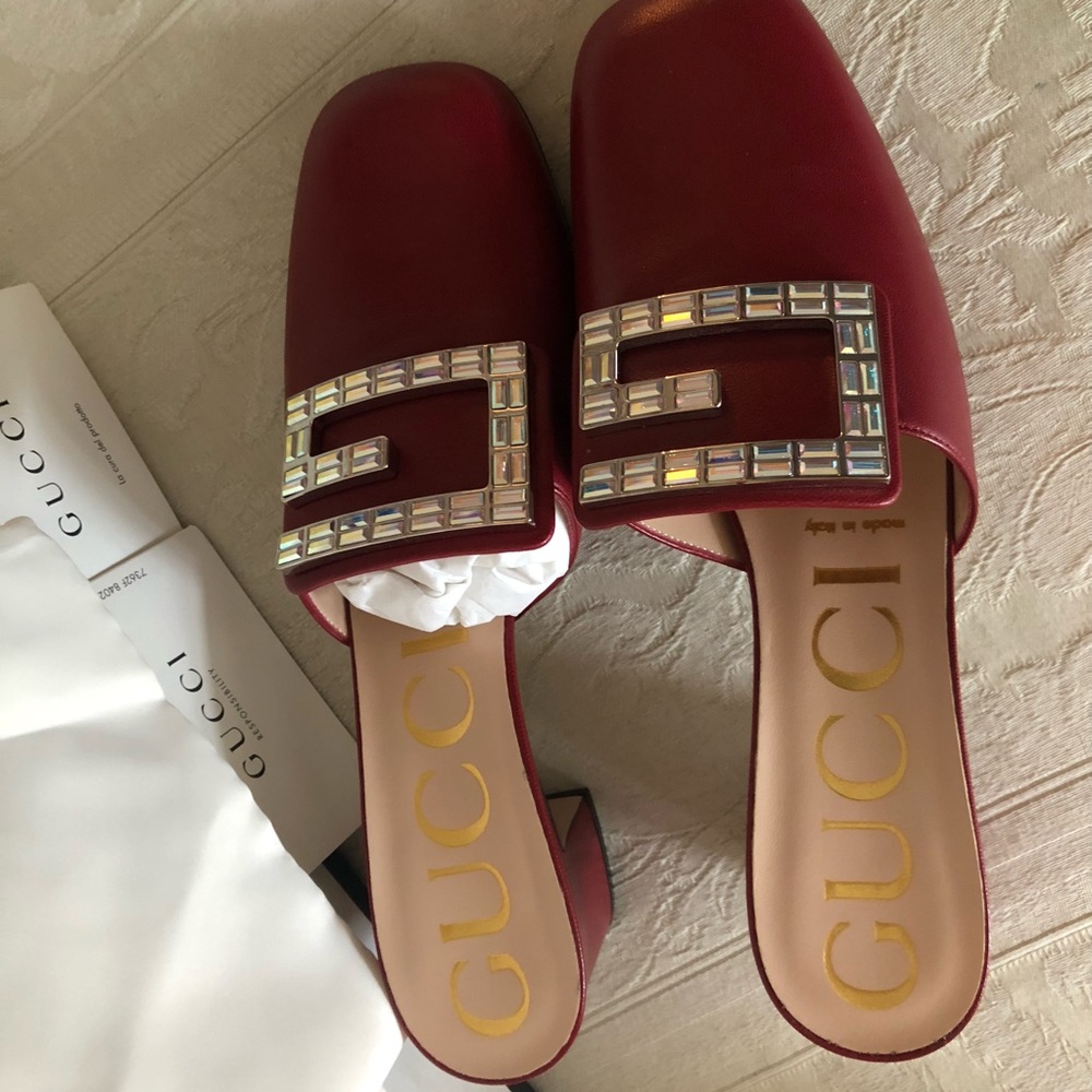 New in box Gucci crystal G logo mules size 38 - Picture 3 of 8